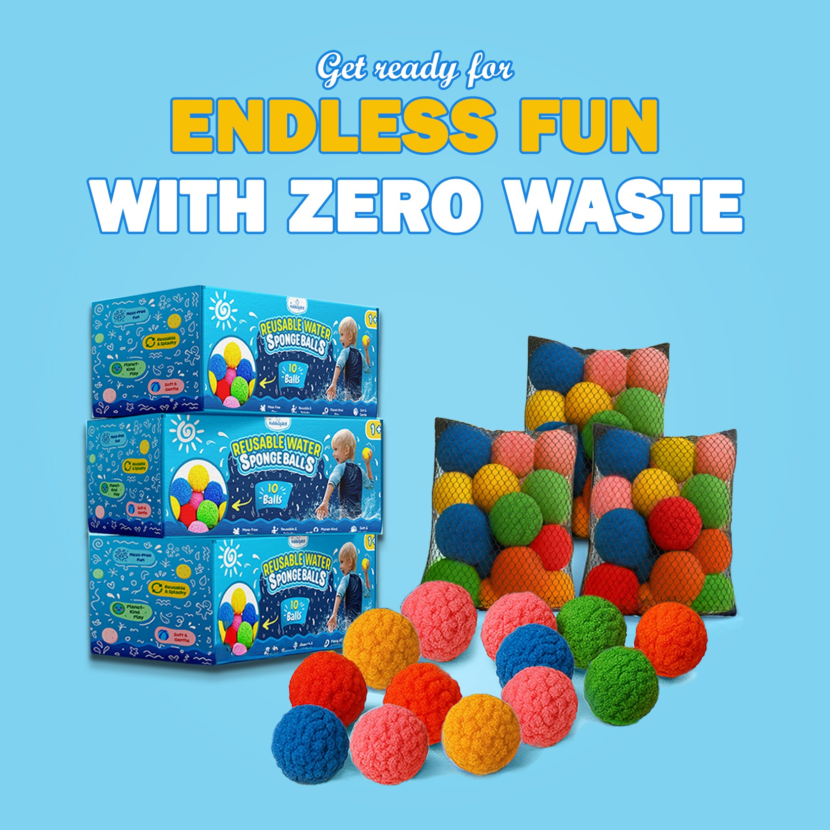 30 KiddoSpace Reusable Water Sponge Balls (Get 20 Free)