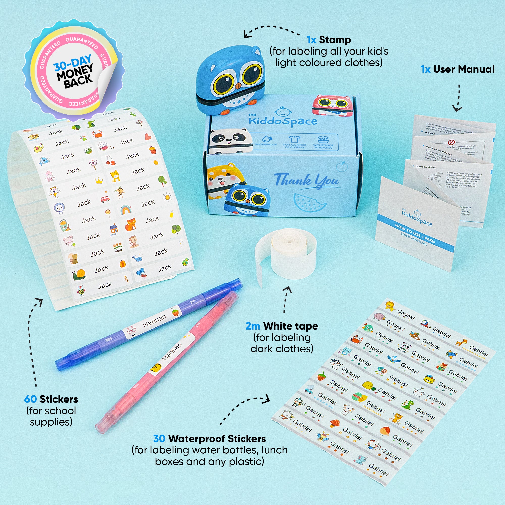 How to use – TheKiddoSpace ZA  Name Stamps for Clothes, Organizers & Toys